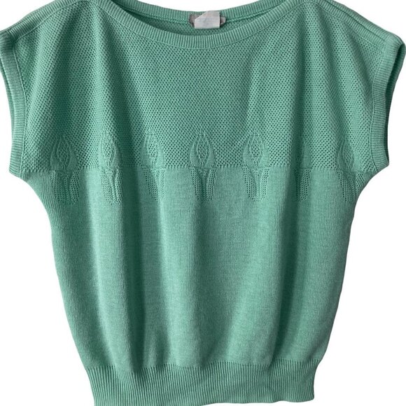 DUET Vintage 2 Piece Knit Skirt Set Mint Green Pastel US S/M - Picture 5 of 8